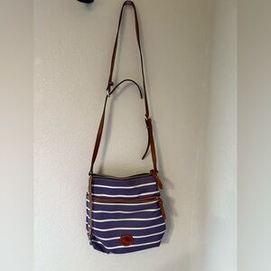 Dooney & Bourke Blue and White Striped Crossbody Bag